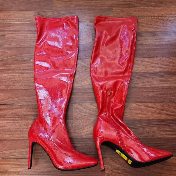 New INC International Concepts Keenah Red Over The Knee Boot 9 NWOB - Picture 7 of 16